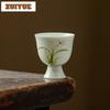 2 Stück/Los Handbemalte Orchidee Hoher Fuß Teetasse Elegante Teeschale Tasse Teeverkostung Persönliche Tasse Chazhan Meistertassen Teeservice 70ml