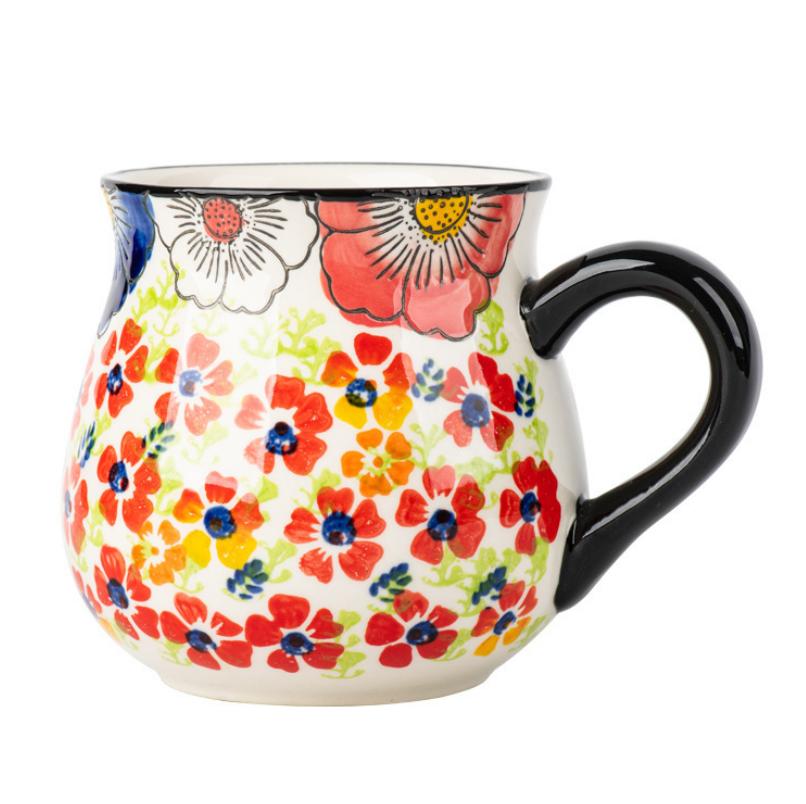 

Набор керамических чашек для чая ручной работы с цветами, пиала для рамена, милая винтажная эстетичная кружка, цветочная кофейная чашка, подарок