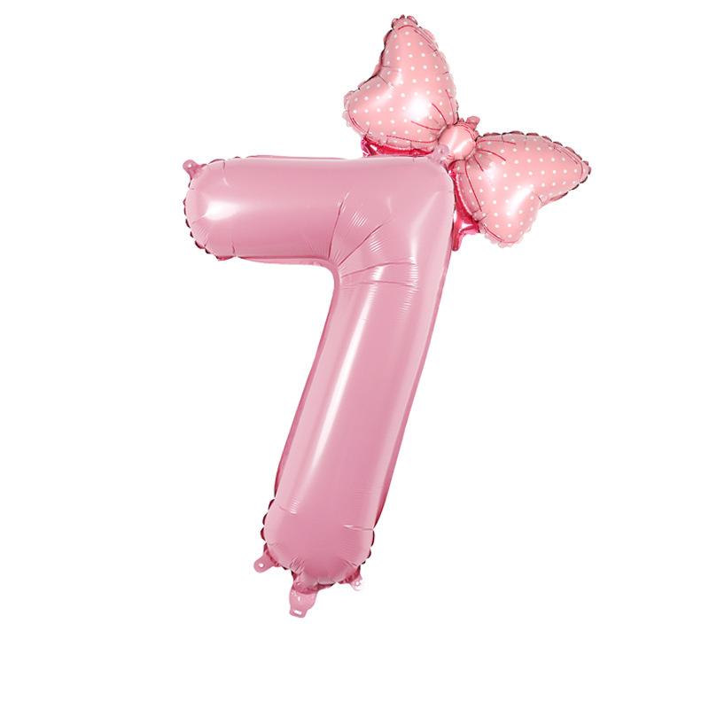 1Pc Large 32inch Number Pink Blue Foil Balloon With Bow 1-9 For Kid Boys Girls Birthday Party Baby Shower Decorations Balloon