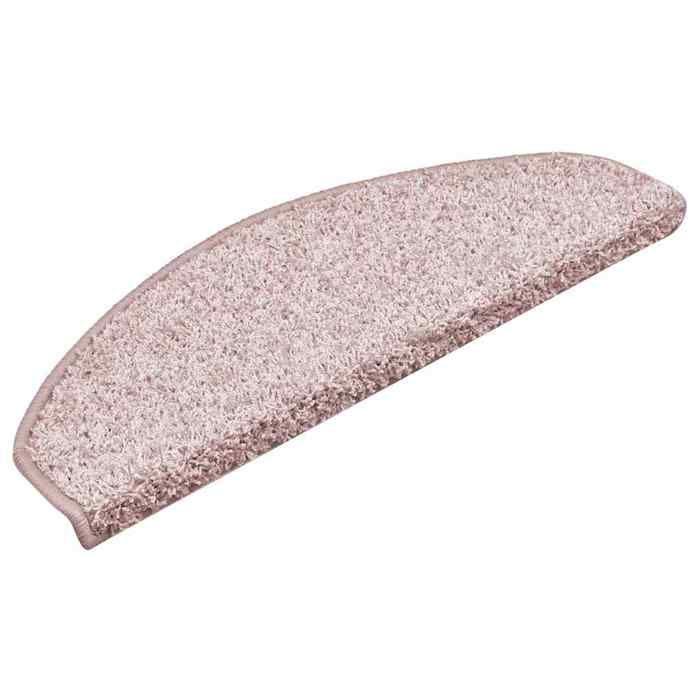 VidaXL Tapis d'escalier 15 pièces 65 x 21 x 4 cm Rose clair Demi-rond Grand 322377