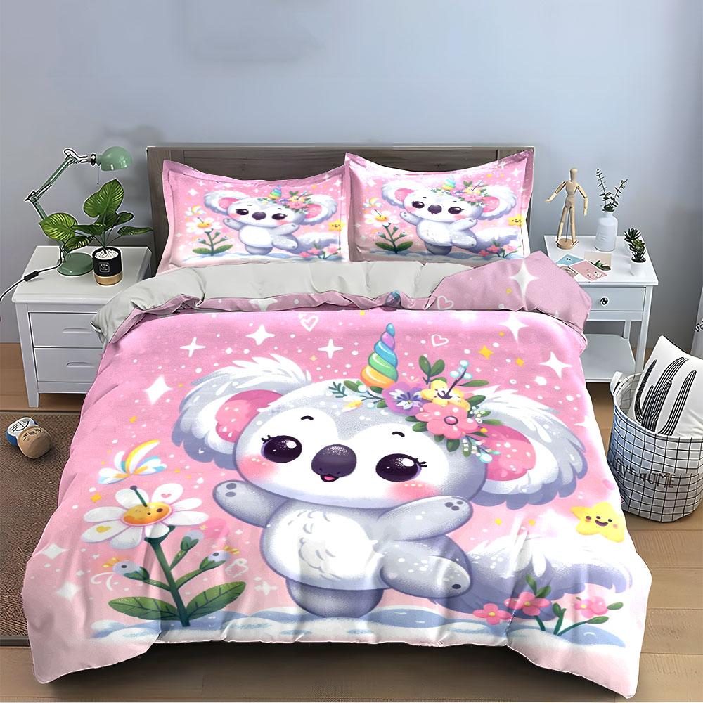 Süßes Koala Einhorn Bettwäsche Set Bettwäsche Bettbezug Set Bettbezug Kissenbezüge (1 * Bettbezug 2 * Kissenbezüge, ohne Bettdecke)