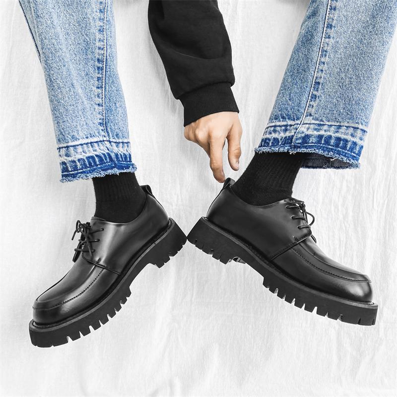 Casual Derby Men's Shoes Classic minimalist thick bottom style Outdoor Trendy Party Youth Office lace-up Hot selling Daily shoes