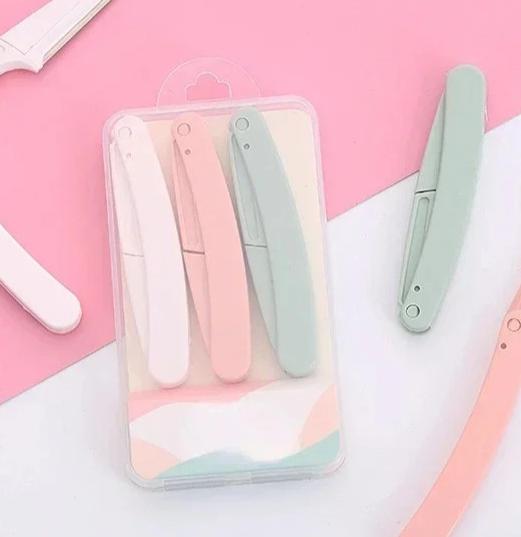 3Pc Safe Folding Ladies Face Shaver Eyebrow Trimmer Blade Anti-Scratch Razor Makeup Tools Eyebrow Trimmer Face Razor Fit For Women
