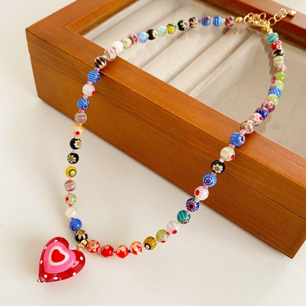 Colored Necklace Adjustable Beads Chain Creative Collarbone Chains  for Women