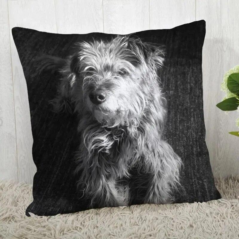 Irish Wolfhound Pillowcase Modern Home Bedroom Living Room Sofa Cushion Cover 45x45cm Peach Skin Pillowcase