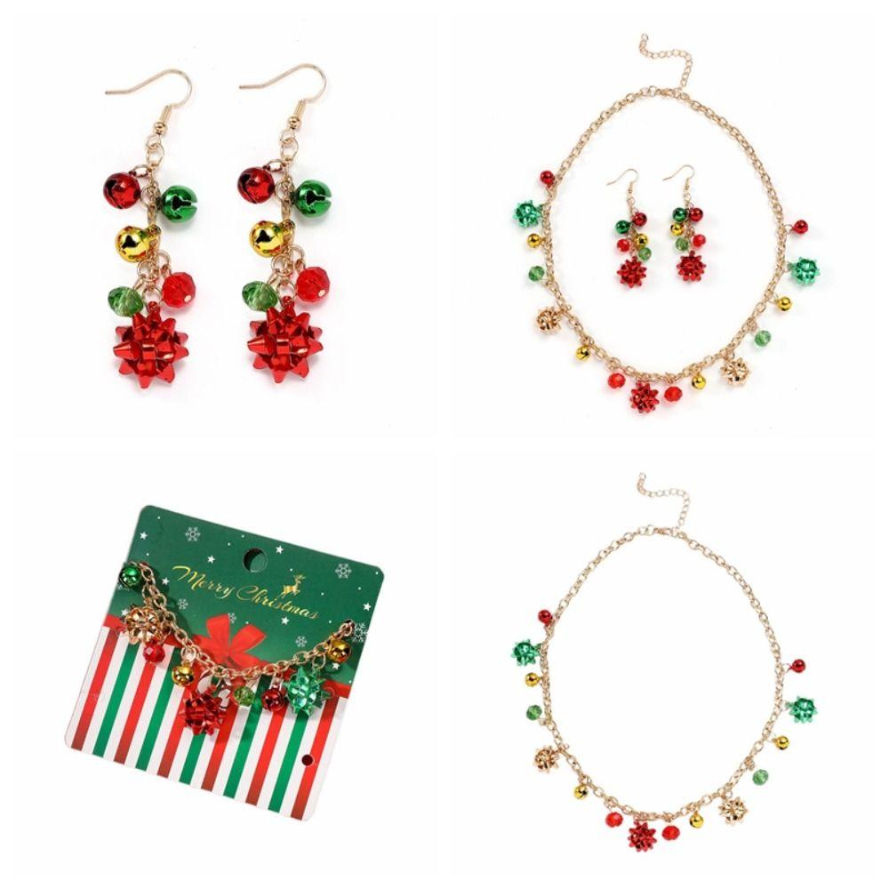 Bracelet Xmas Clavicle Chain Earrings Christmas Bell Jewelry Set Sweet   Girl