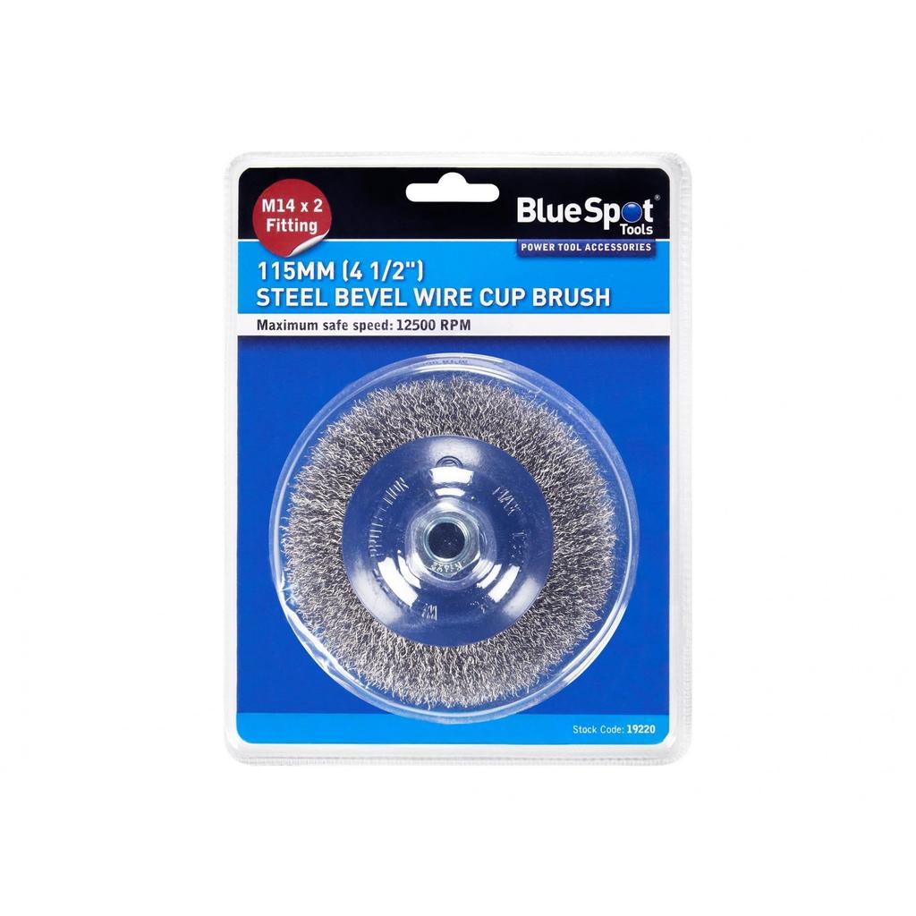 Bluespot Tools Stahldraht-Kegelbürste 115mm M14 X 2