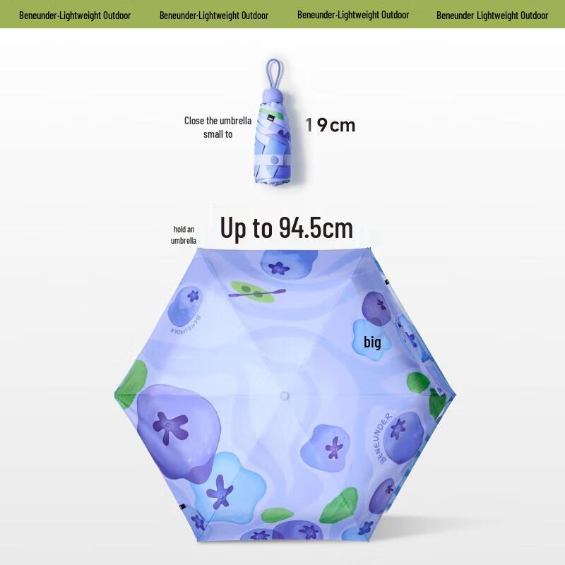 beneunder UV Protection 5-Fold Sun/Rain Umbrella