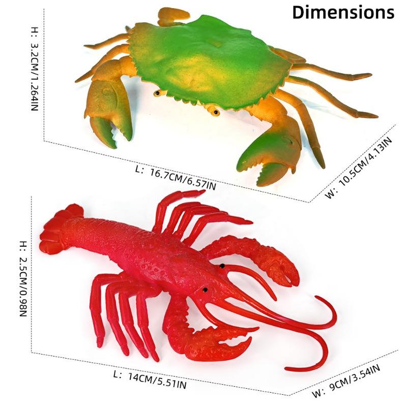 Solid Plastic Simulation Large Ocean Animal Model Seahorse Lobster Crab Science and Education Figure Toy