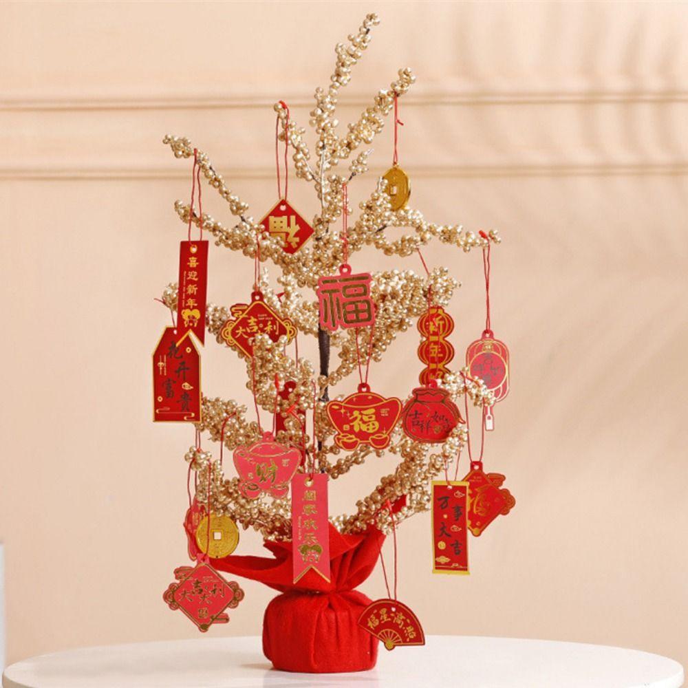 12pcs/set Hangable New Year Bonsai Hanging Tag Decorative Fortune Tree Small Pendants  Christmas