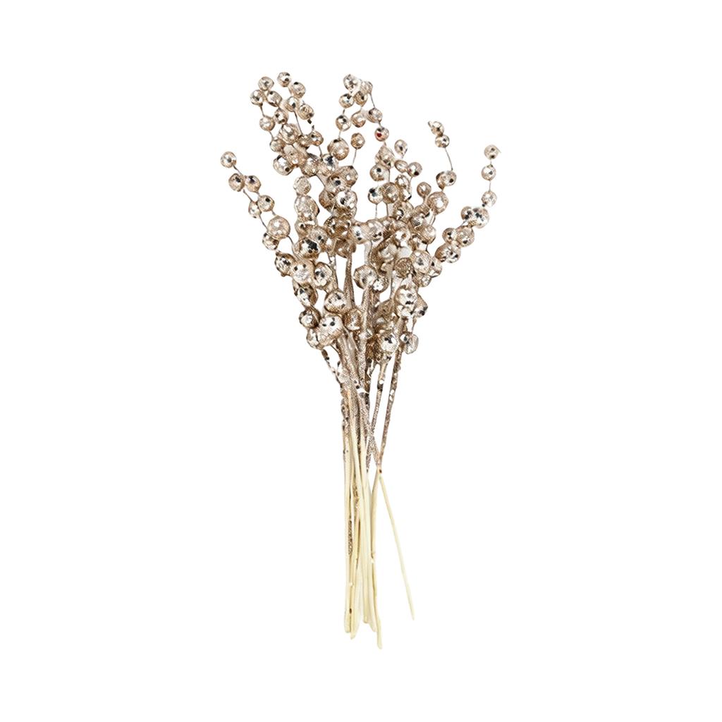 Weihnachtsbaumschmuck-Set mit Blumensteckern, Perlenästen und Glitzer-Pailletten für festliche Tischdekorationen