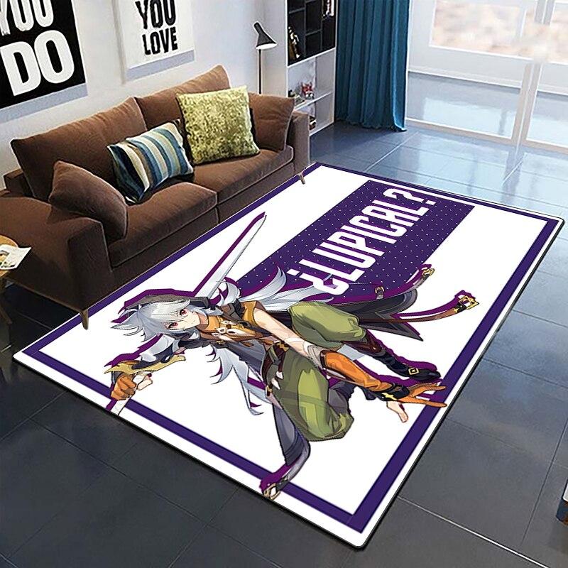 Genshin Impact Teppiche, Wohnzimmer-Dekoration, Schlafzimmer, Salon, Teetisch, Bereich, Teppich, Matte, weiches Flanell, große Teppiche und Baby-Geschenkteppich