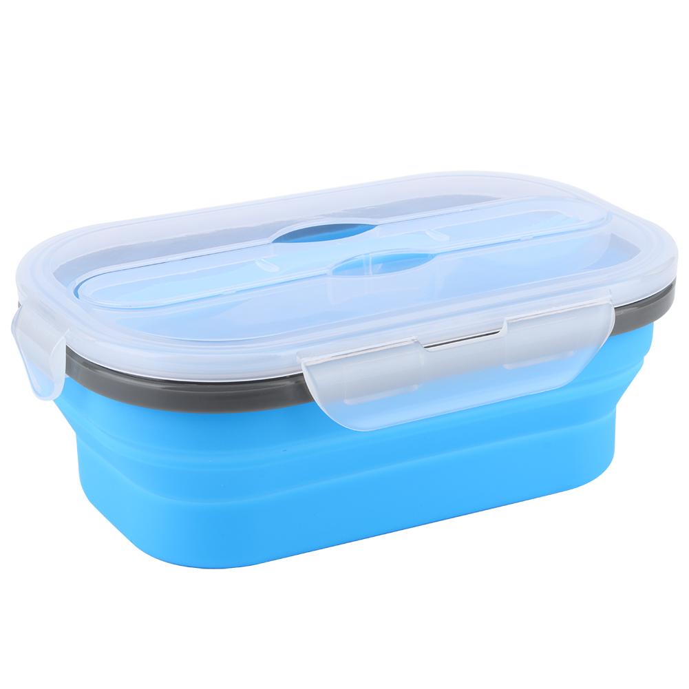 800ml Portable Silicone Folding Lunch Box Bento Boxes Food Container for Outdoor Travel Picnic