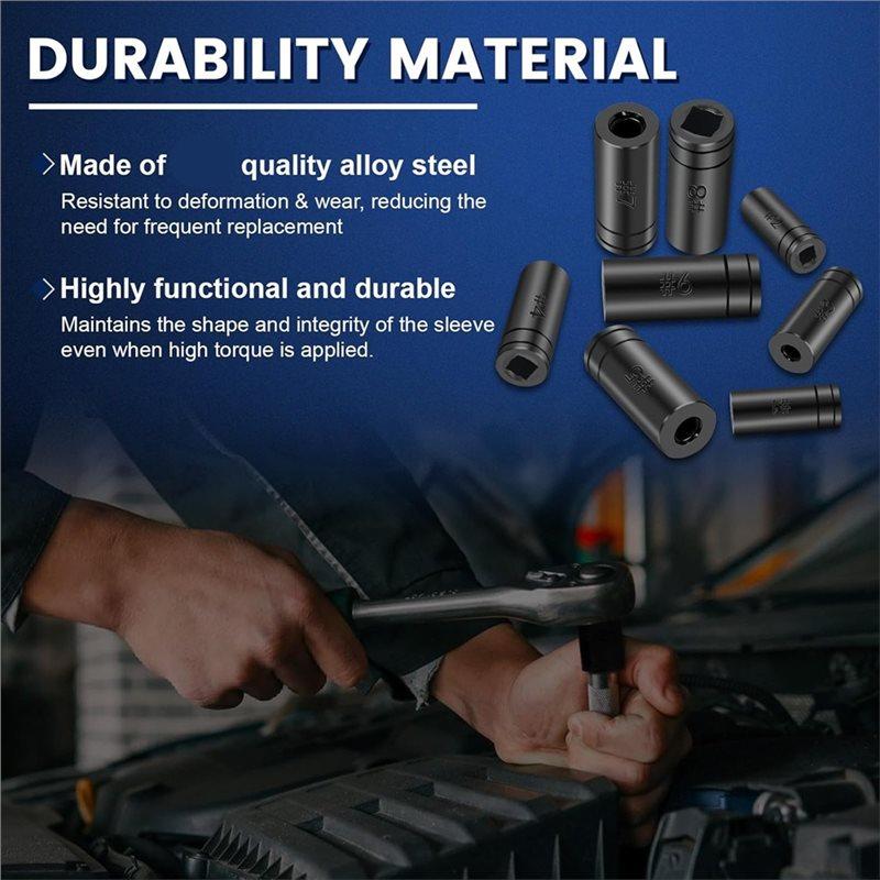 SHGO-Tap For Socket Set, 70500 8-Piece 1/4"& 3/8" Drive Taps For Socket Wrench Set Use, 1/2"& 1/8" NPT Taps For Sockets Adapter