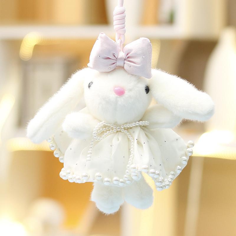 

Cute Bunny Plush Keychain With Soft Short Pile For Girls And Kids білий