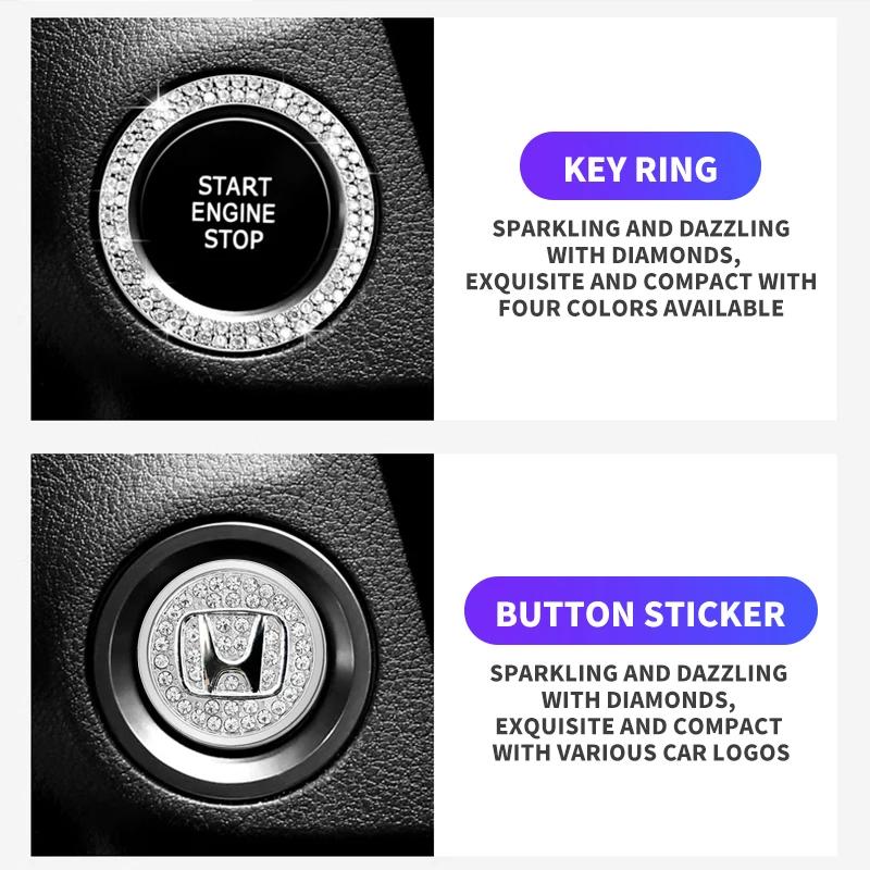 Car Bling One-Click Start Stop Engine Ignition Ring Sticker For Honda Civic Accord Fit CRV Jazz Odyssey Insight Legend HRV MV1