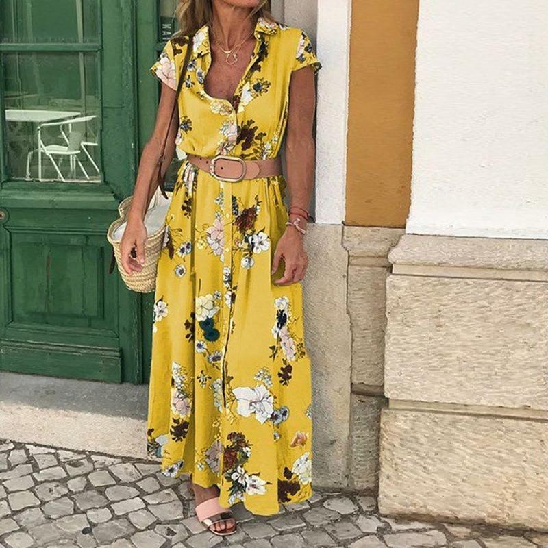 BITCED Fashion Summer Spring Short Sleeve V-Neck Casual Dresses Unique Design
