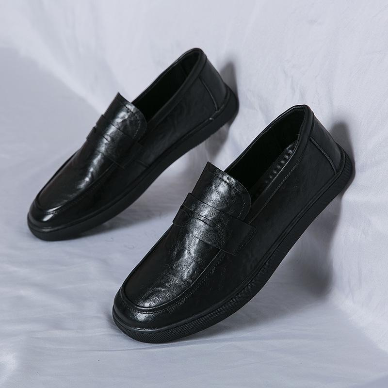 

Мужская обувь на все сезоны Новые лоферы на одной педали Мягкая подошва Повседневная обувь Мужские мокасины для вождения Мужские туфли из маленькой кожи 44 чёрный