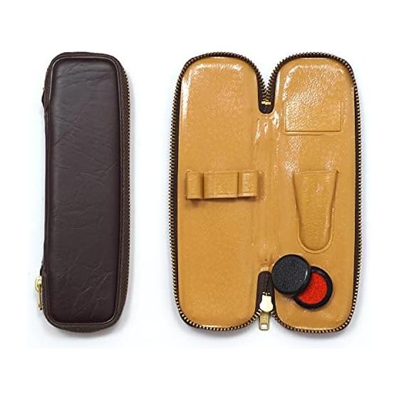 2-Pack Compact Zippered Pen Case with Stylus and Midnight Rubber Rotating Ballpoint Pen Set, Black. Includes Japanese-made zippered pen case, stylus,