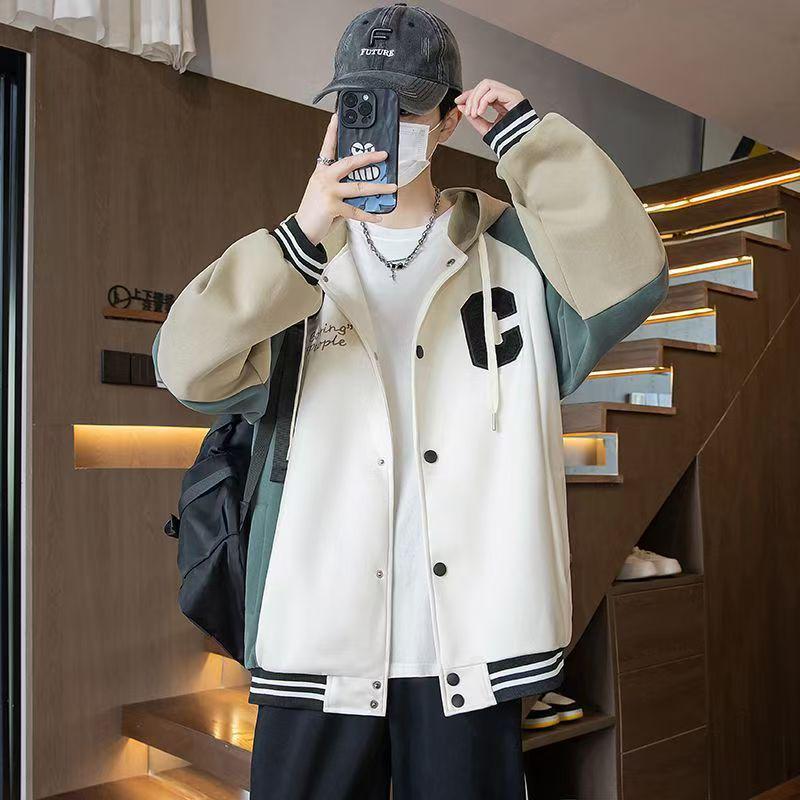 Trendig huvtröja för män: Lös casual sweatshirt för vår/höst, mångsidig långärmad topp