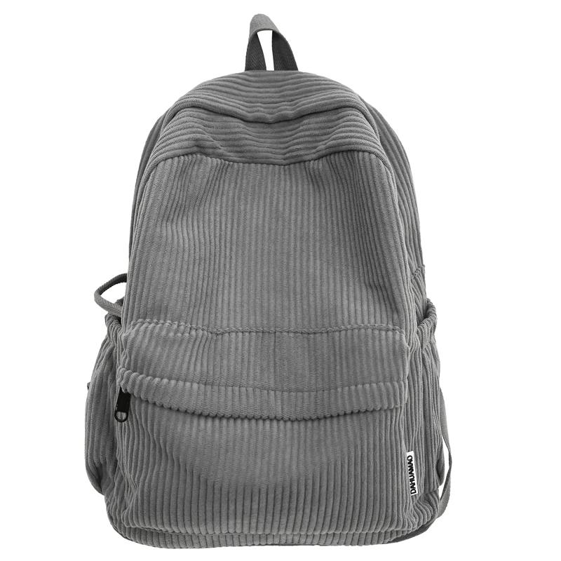 Solid Nyl Soft Sewing Thread Zipper School Bags Corduroy Casaul Softback Youth Backpack 2026 High Quality Large Capacity Bags