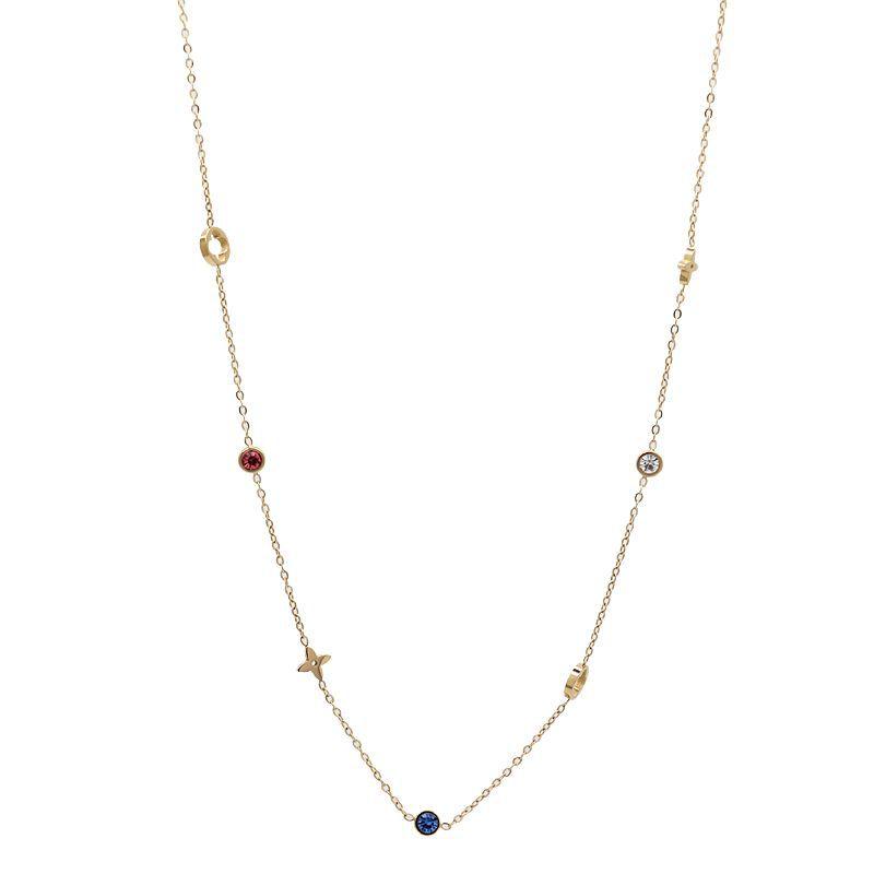 Non-Fading Light Luxury Four-Leaf Clover Coloured Zirconia Necklace Women's New High-Class Sense Of The Collarbone Chain