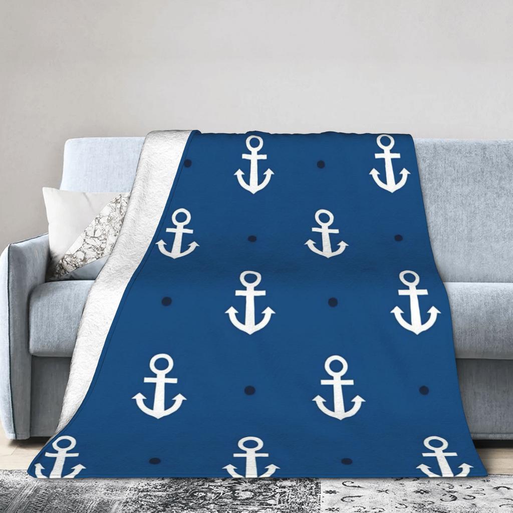 Warm Soft Blanket Students Camping Nautical Anchor Boat Bedding Throws FlannelFor Living Room Street Trend Sofa Bed Cover