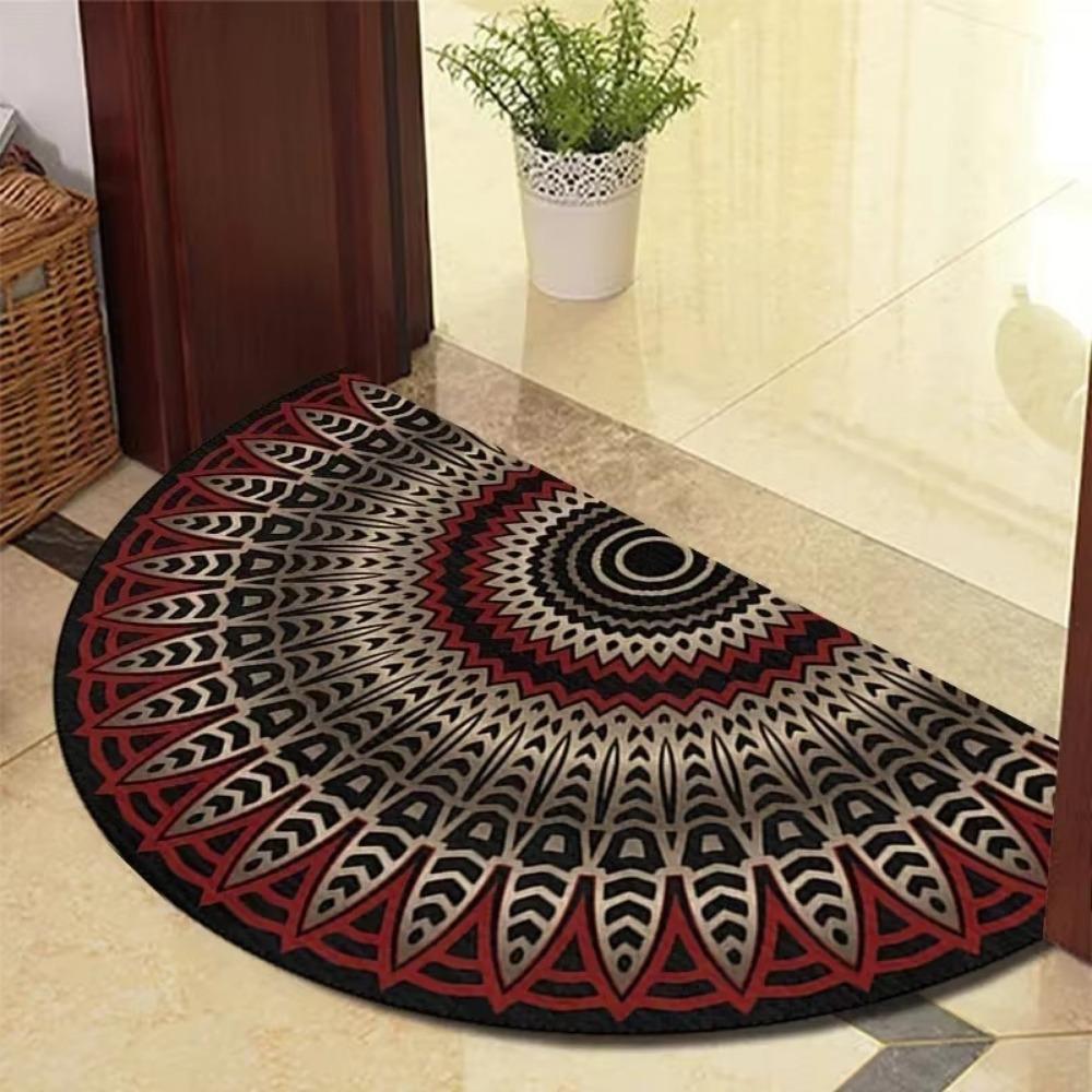 1PC Retro Door Rug Semi-circular Floor Mat Entrance Door Rugs Non-slip Absorbent Bathroom Mat Room Home Decoration Hogar Tapete