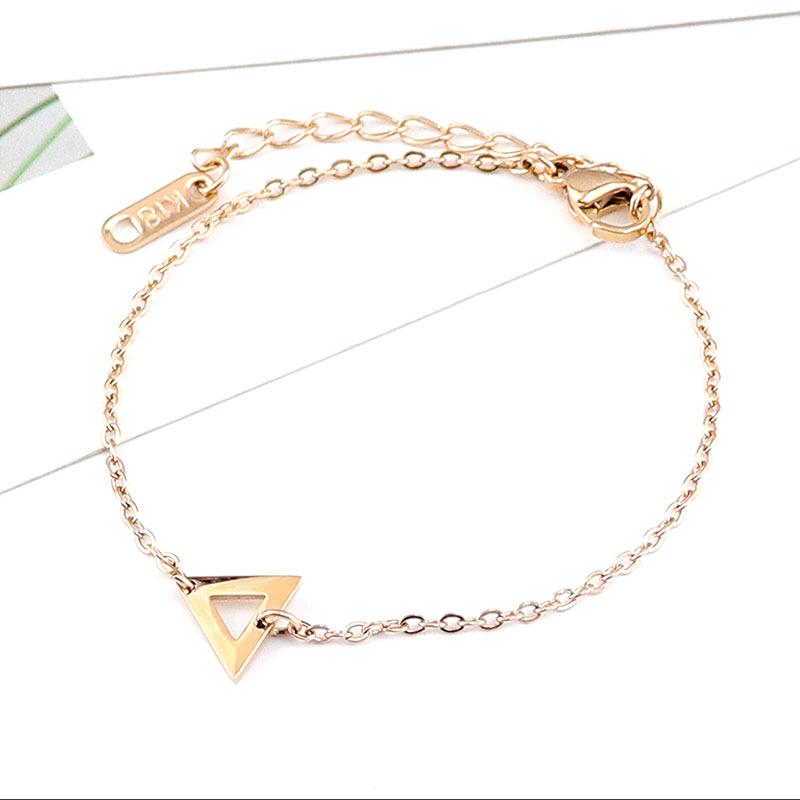 Popular Personality Titanium Steel Triangle Rose Gold Stainless Steel Women'S Bracelet Anklet