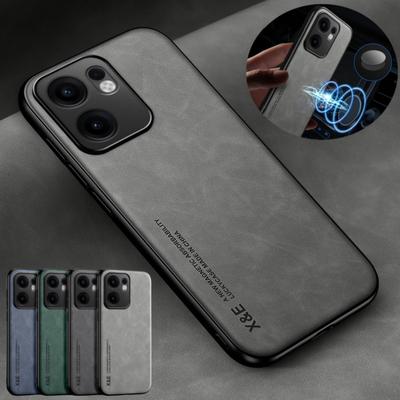 For Oppo Reno13 F 5G Case Luxury PU Leather Silicone Phone Case for Appo Reno13F Reno 13F 13 F F13 5G Car Magnetic Holder Cover