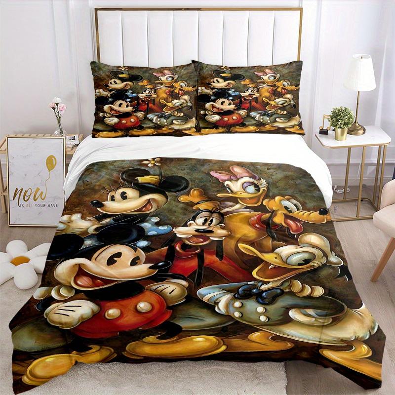 3pcs Art Mickey and Friends Design Bedding Set, Including 1 Quilt Cover and 2 Pillow Shams, Without Filling, Soft and Comfortable Home Bedroom Fa