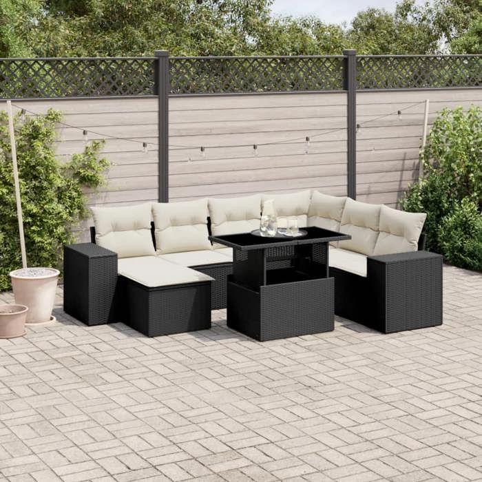 VidaXL Garden Lounge Set 8 Pcs with Cushions Black Braided Resin 3269326