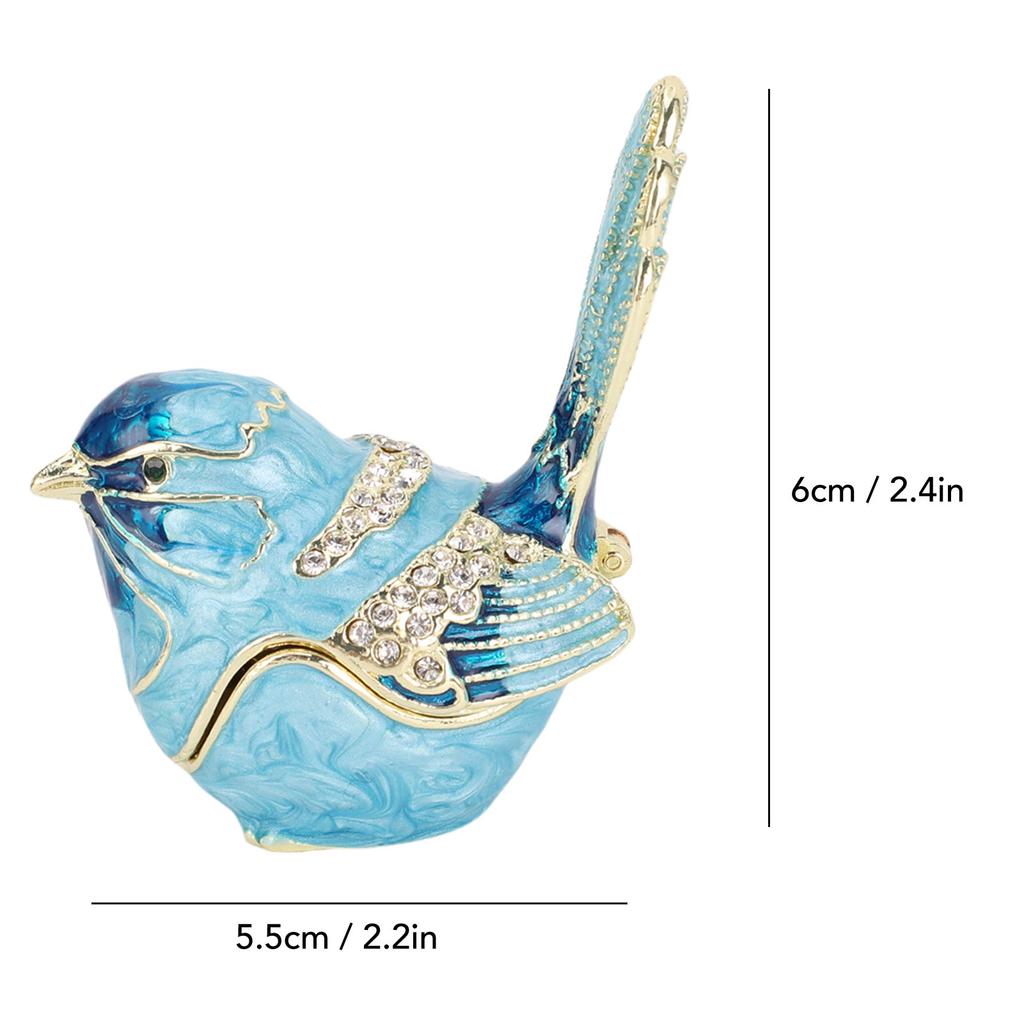 Bird Shaped Jewelry Box Zinc Alloy Enamel Trinket Box Multifunctional Necklace Ring Earrings Storage Box Home Decoration