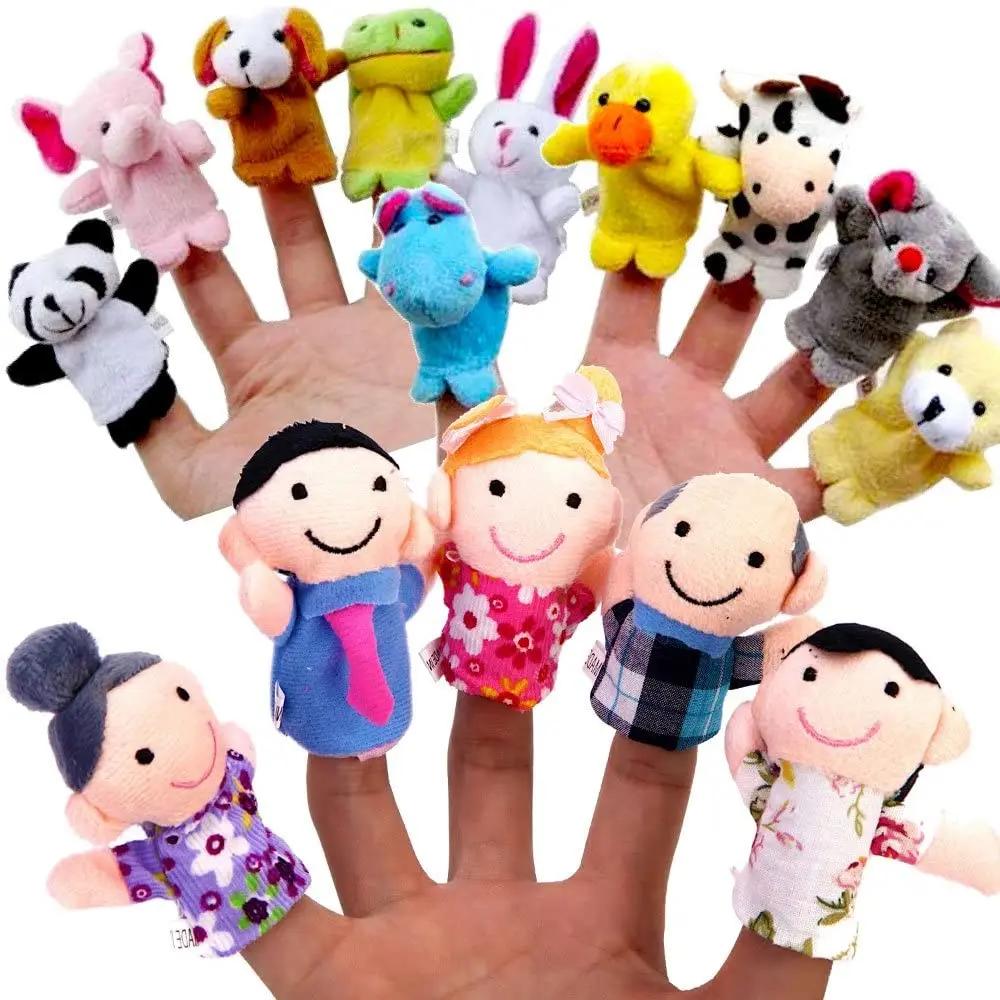 10 Pcs Animals Finger Puppets Set Baby Plush Doll Hand Cartoon Family Hand Puppet Pigs Cloth Theater Educational Toys For Kids
