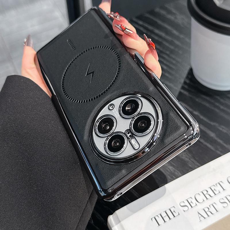 For Huawei Mate 50 50 Pro 40 40 Pro Electroplated Leather Texture Magnetic Wireless Charging Shockproof Phone Case