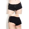 Damen Baumwoll-Shorts mit extrem niedrigem Bund - Schlankmachend, Sexy, Schnürung, Seitenschlitz, Trendige Heiße Shorts in Schwarz/Weiß