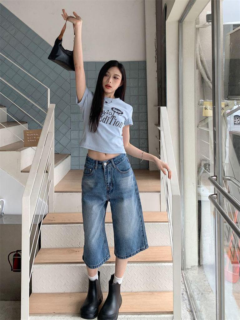 Retro High-Waisted Seven-Point Jeans - Summer 2025 Collection