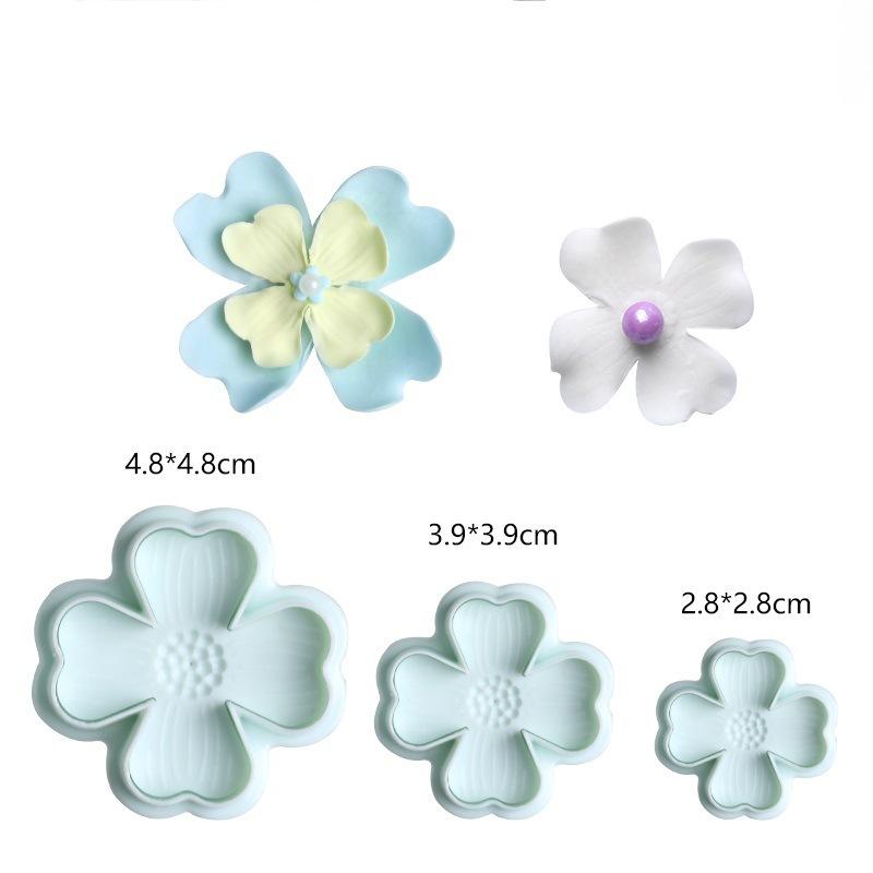 3/4 Pieces Peach Blossom Shape Biscuit Cutters Cookie Stamps Plunger Cutter Fondant Molds Embossing Spring Mold Baking Tool