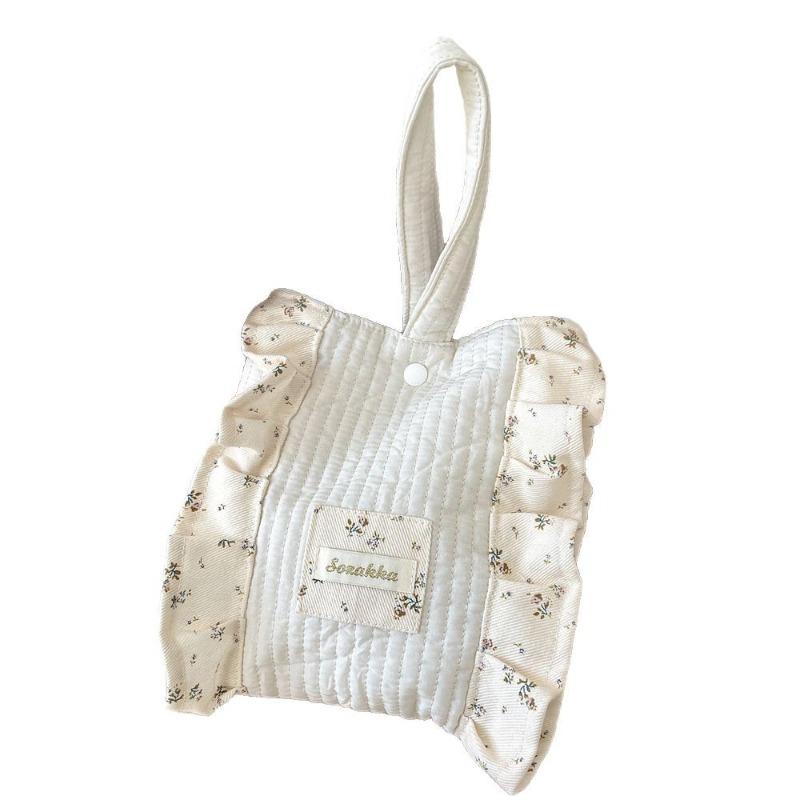 3 Neue kleine frische florale Handtasche Damen Einkaufen Snacks Handgelenktasche Quilt-Baumwolltasche