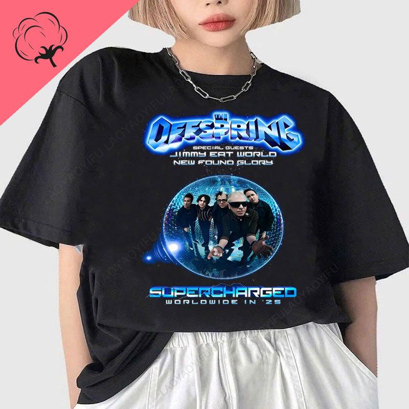 The Offspring Tour Brasil Supercharged 2025 Tshirt Punk Band Camiseta Camisa Printed Tee Cotton Vintage Oneck Streetwear Shirt S