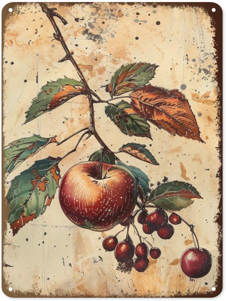 

Fall Tin Sign Vintage Metal Autumn Wall Decor for Home Kitchen Porch and Garden Rustic Fall Harvest and Thanksgiving Deco 20x30cm（7.8x11.8inch）