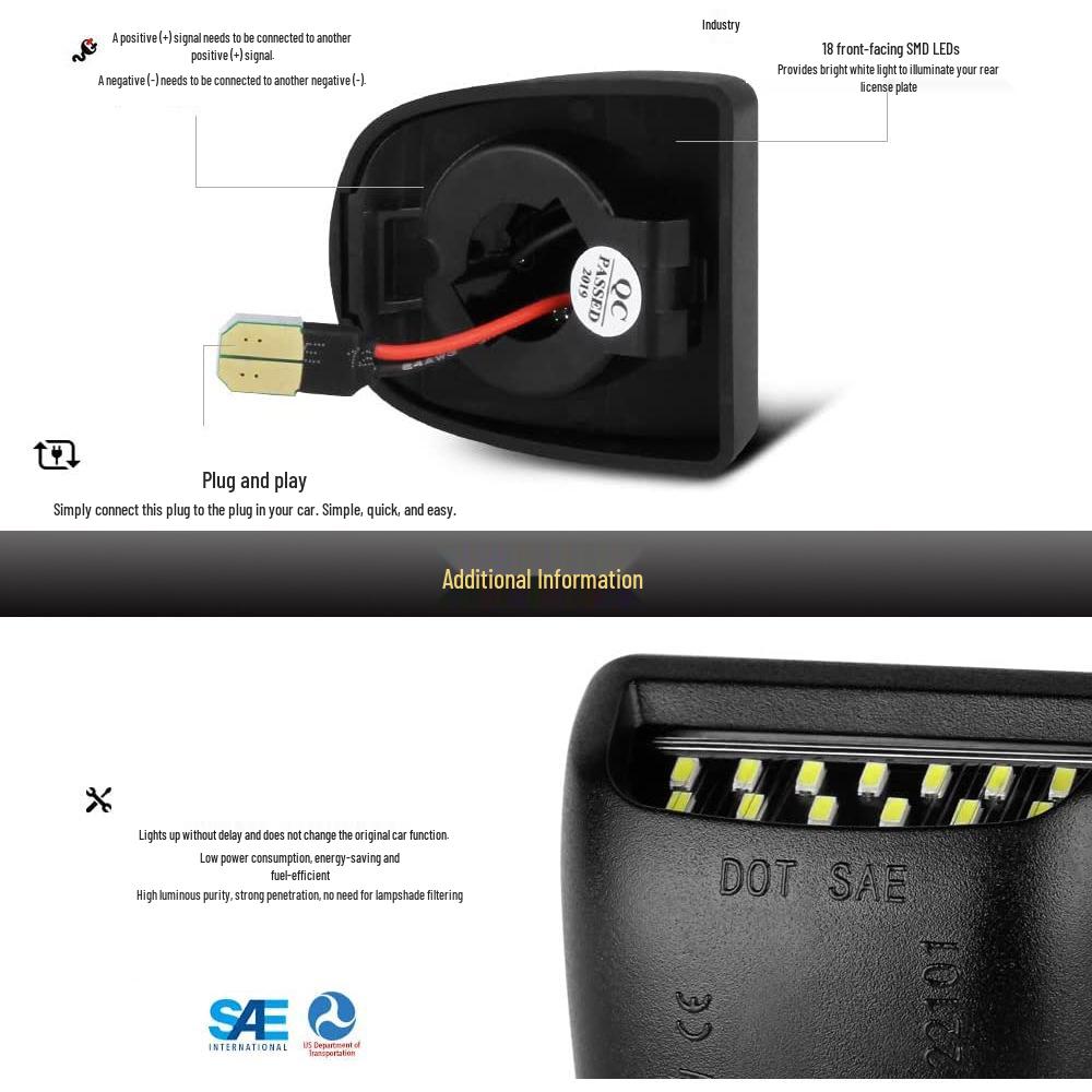 2-Piece 18-LED Black License Plate Lights for Pickup Trucks, Chevrolet, Saab, Bantamah, GMC, Cadillac.