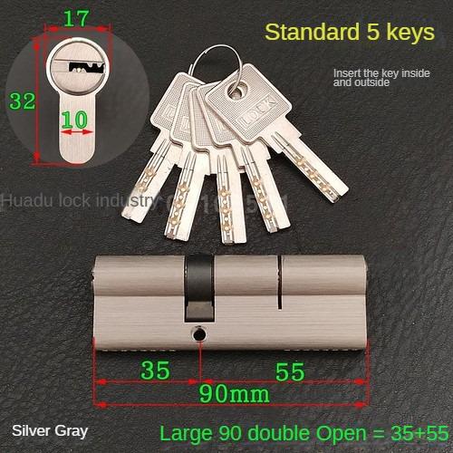 5pcs Keys Lock Cylinder,Door Cylinder 50-120mm Biased Lock Cylinder Double-side Lock Core Anti-Theft Entrance Brass Door Lock