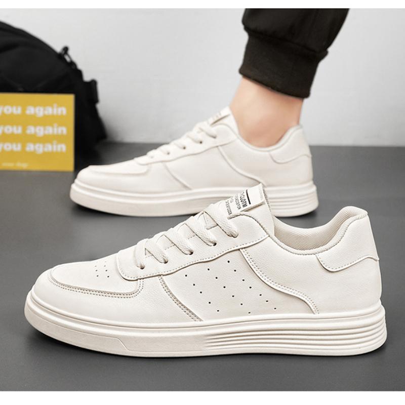 Men's Sneakers Casual Sports Shoes for Men Flat White Tennis Shoes Lightweight Leather Breathable Running Shoes Tenis Masculino