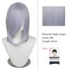 40cm Anime Synthetic White Purple Cosplay Wigs Short Green Hair Straight Silver Wig Pink Hairpiece Short Wig with Bangs