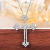 Ladies' Heart-shaped Cross Pendant Necklace, Inlaid with Synthetic Zircon Design, Elegant Jewelry, Daily Wearing Collarbone Chain