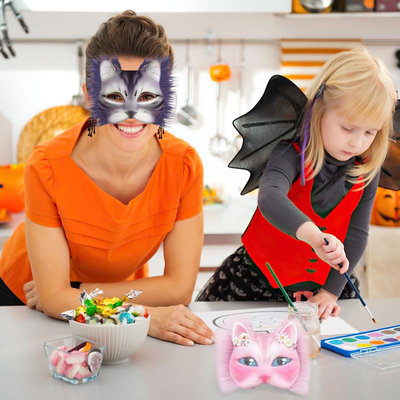 17 szt. Ręcznie Rysowane DIY Prezenty Świąteczne Zwierzę Kot Lis Maska DIY Graffiti Maska na Pół Twarzy Impreza Dostępnych Wiele Opcji