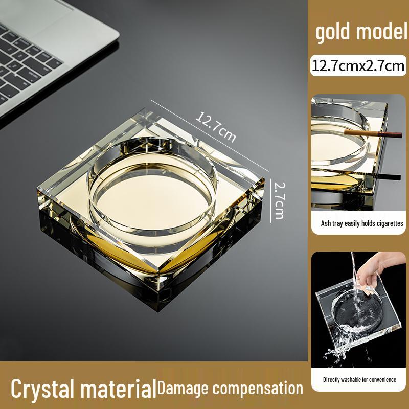 Crystal Glass Ashtray: Elegant, Fly-Repellent Design for Home or Office