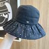 New Fisherman's Hat Women's Sequins Retro Elegant Spring and Summer Lightweight Breathable Sunshade Sunscreen Hat Fashion