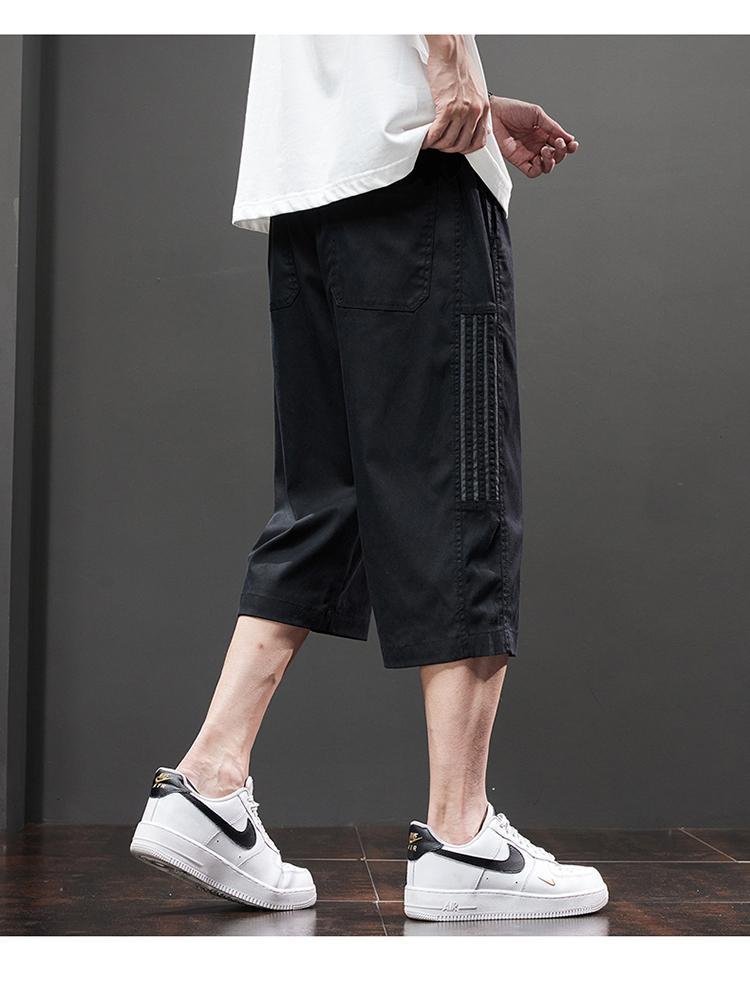 Men's Lightweight Cropped Straight-Leg Casual Trousers - Breathable, Versatile, Large Size, Slightly Elastic